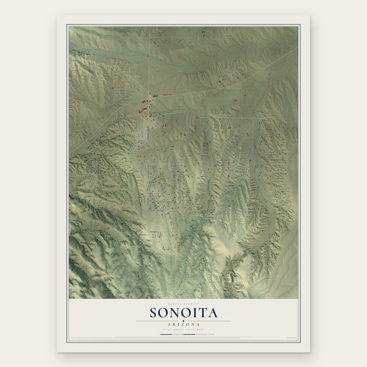 Sonoita, Arizona map print, the full design