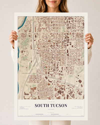 South Tucson, Arizona map print, 24" x 36", Archival Matte Print