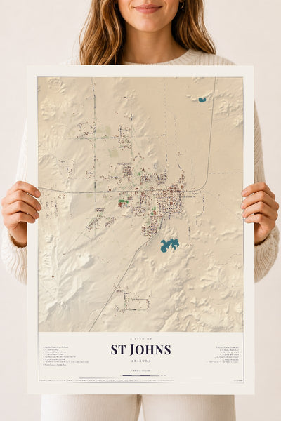 St Johns, Arizona map print, 18" x 24", Archival Matte Print