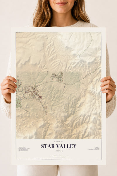 Star Valley, Arizona map print, 18" x 24", Archival Matte Print