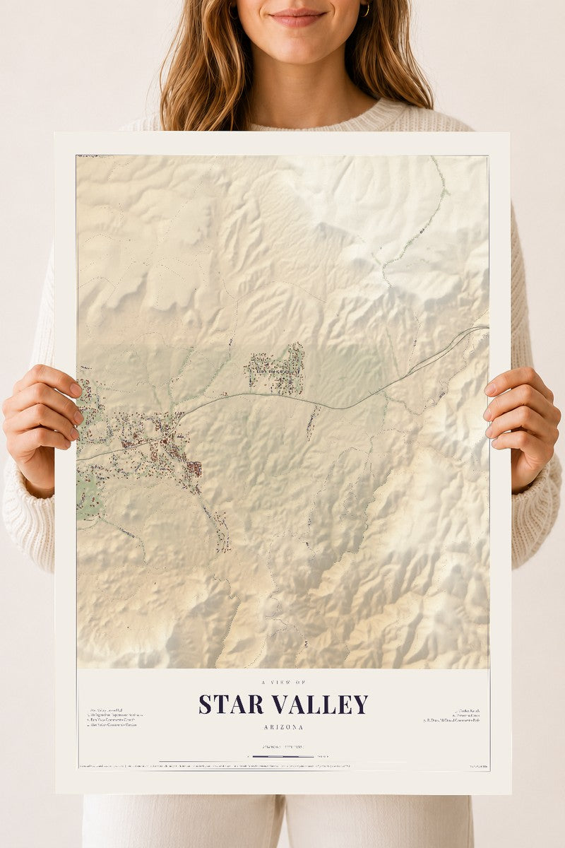 Star Valley, Arizona map print, 18" x 24", Archival Matte Print