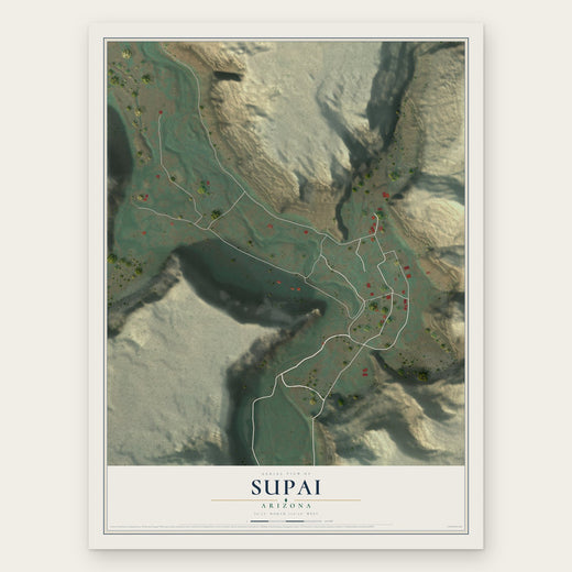 Supai, Arizona map print, the full design