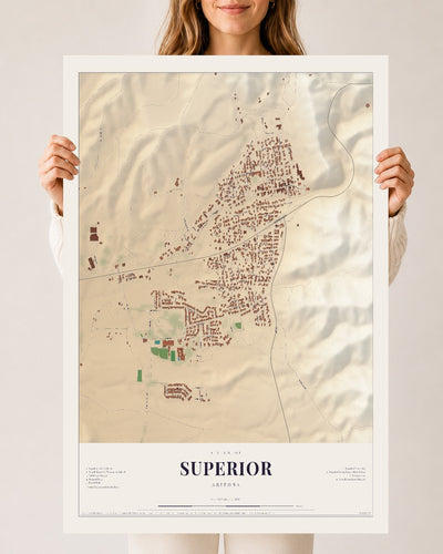 Superior, Arizona map print, 24" x 36", Archival Matte Print