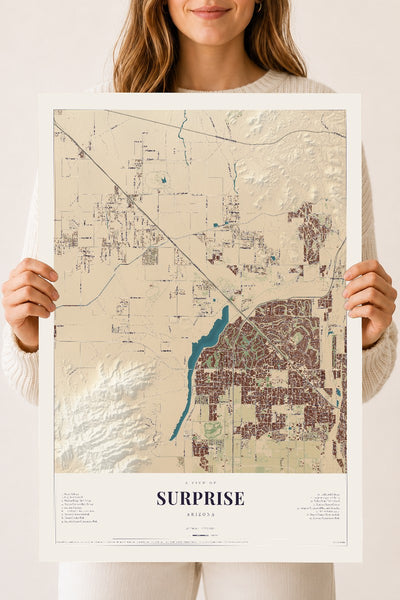 Surprise, Arizona map print, 18" x 24", Archival Matte Print