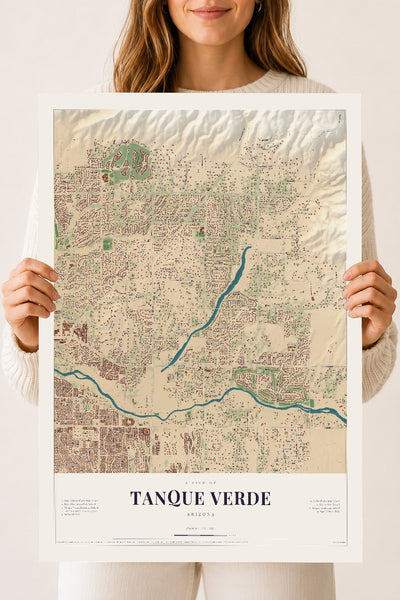 Tanque Verde, Arizona map print, 18" x 24", Archival Matte Print