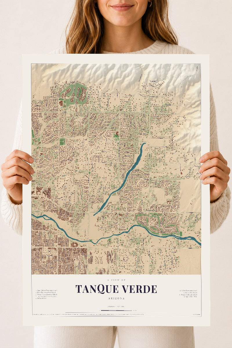 Tanque Verde, Arizona map print, 18" x 24", Archival Matte Print