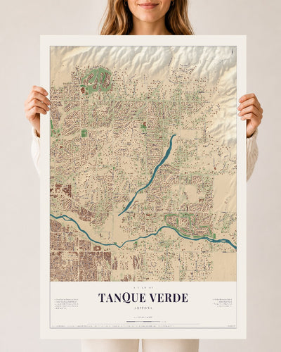 Tanque Verde, Arizona map print, 24" x 36", Archival Matte Print