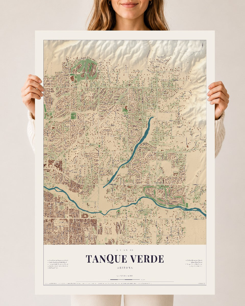 Tanque Verde, Arizona map print, 24" x 36", Archival Matte Print