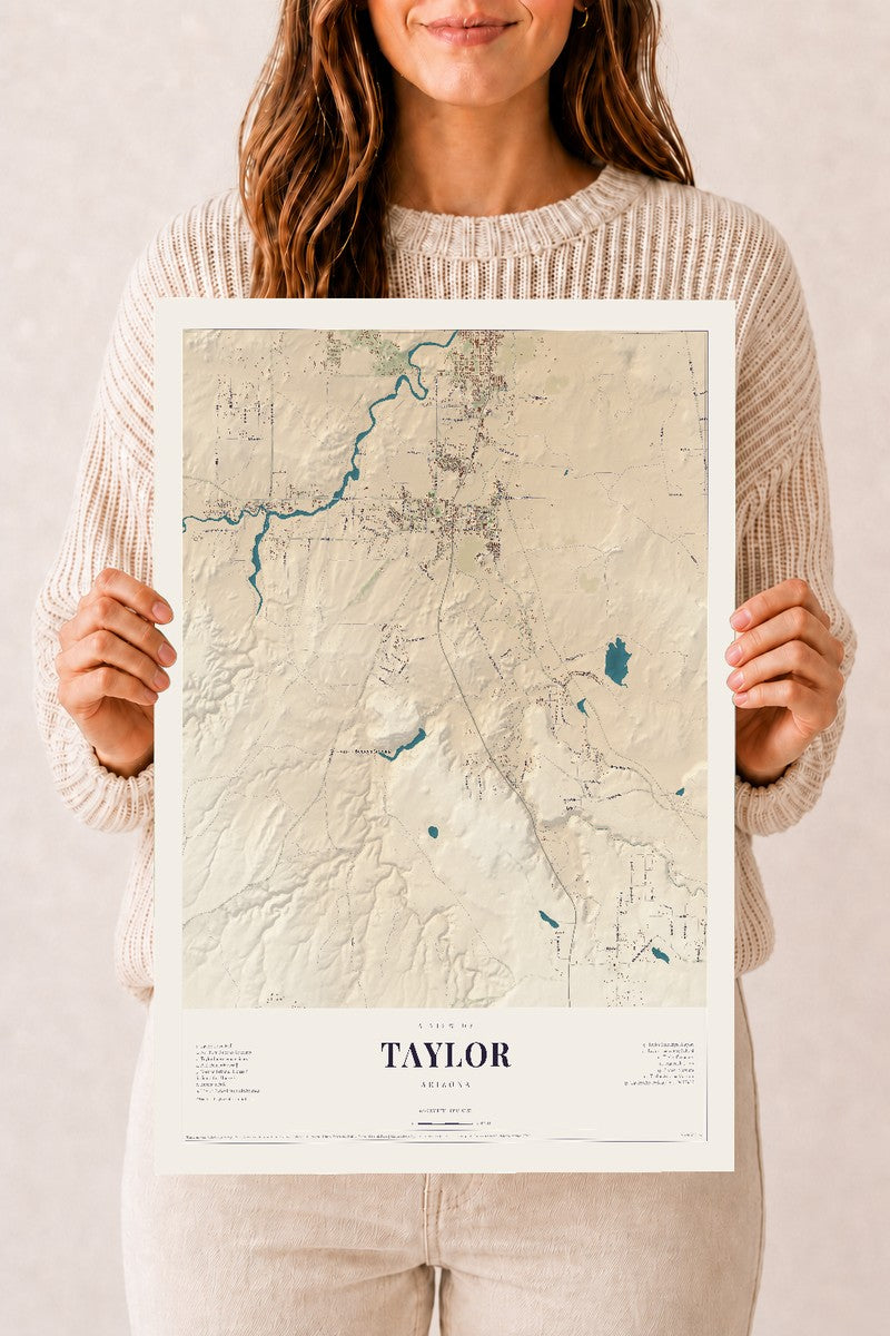 Taylor, Arizona map print, 12" x 18", Archival Matte Print