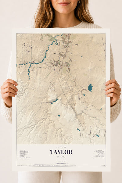 Taylor, Arizona map print, 18" x 24", Archival Matte Print