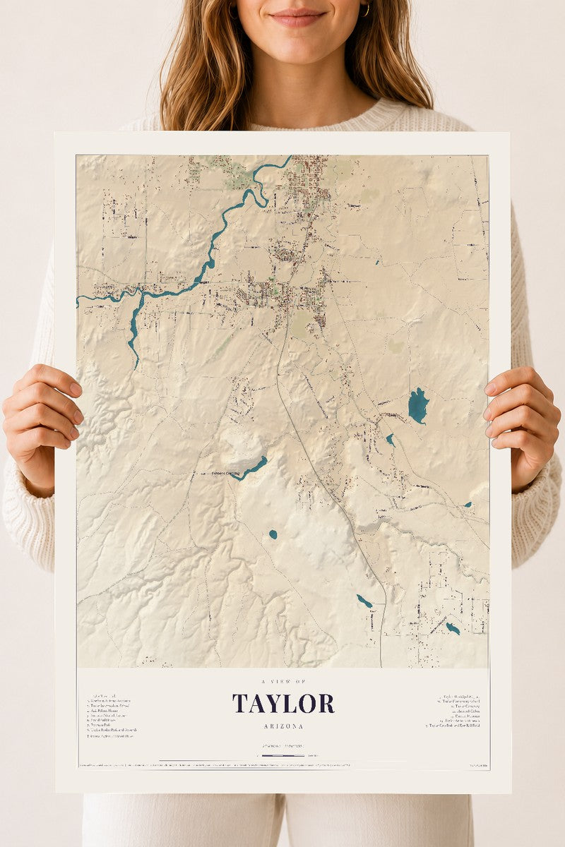 Taylor, Arizona map print, 18" x 24", Archival Matte Print