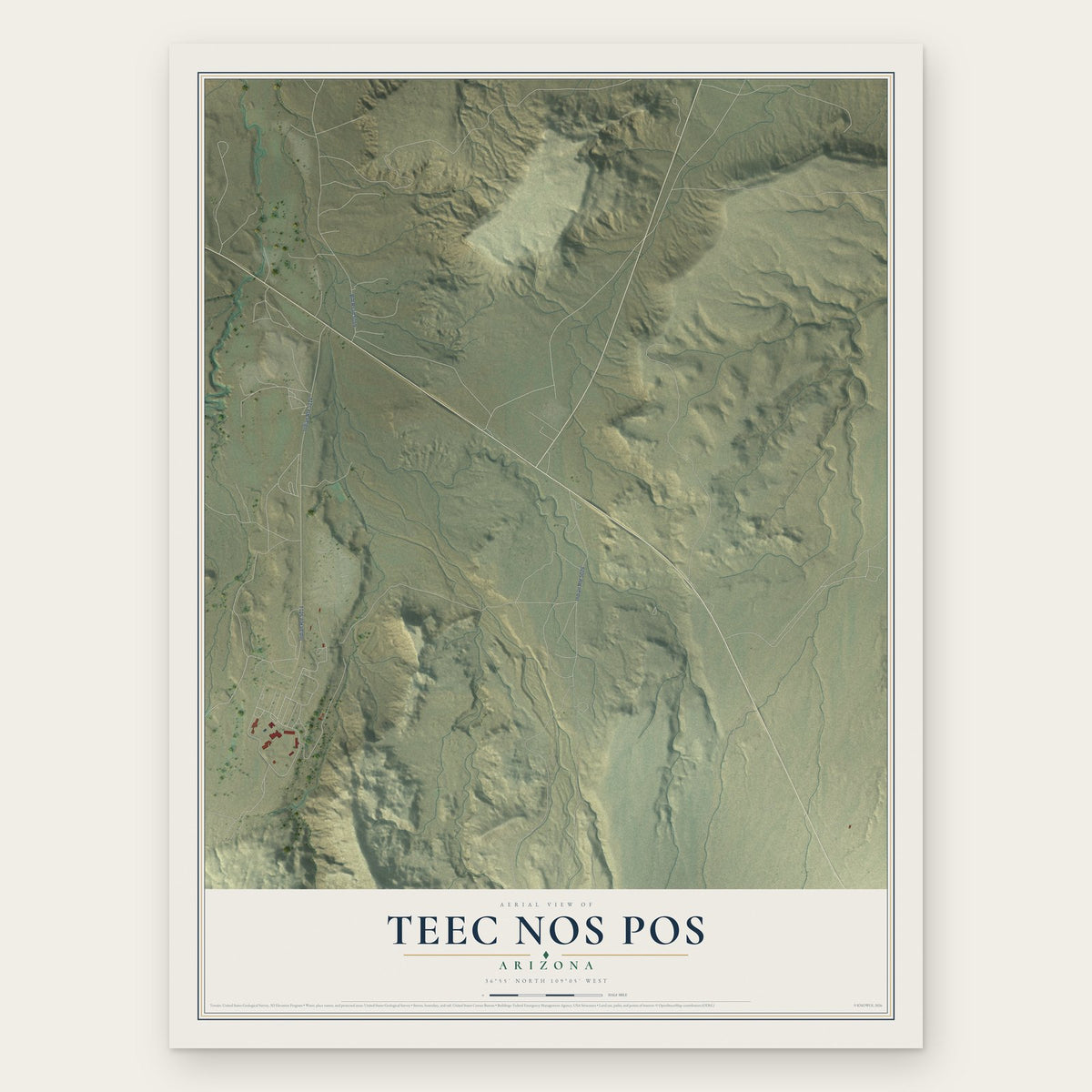 Teec Nos Pos, Arizona map print, the full design