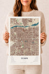 Map of Tempe, Arizona, 12 x 18 inch unframed archival matte print