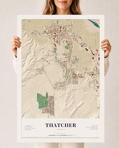 Thatcher, Arizona map print, 24" x 36", Archival Matte Print