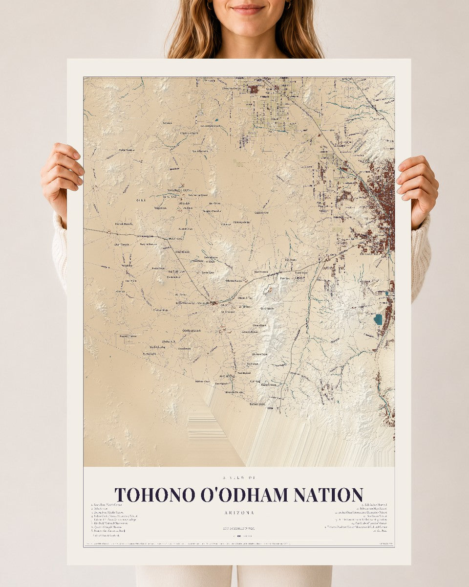 Tohono O'odham Nation, Arizona map print, 24" x 36", Archival Matte Print
