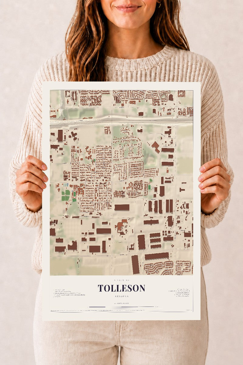 Tolleson, Arizona map print, 12" x 18", Archival Matte Print