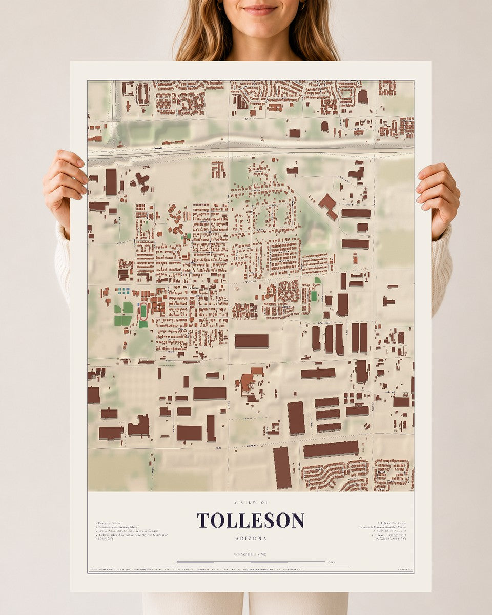 Tolleson, Arizona map print, 24" x 36", Archival Matte Print