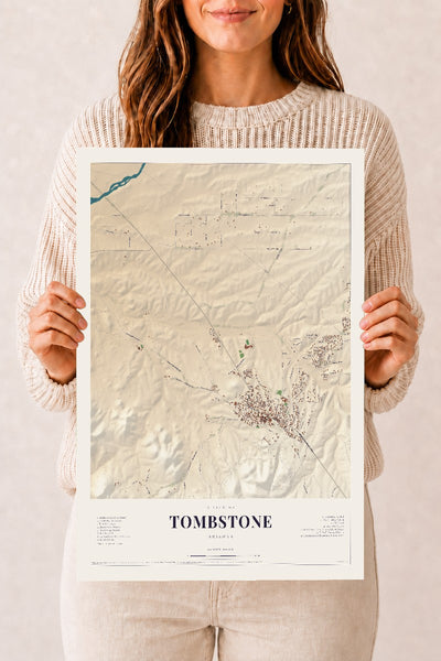 Tombstone, Arizona map print, 12" x 18", Archival Matte Print