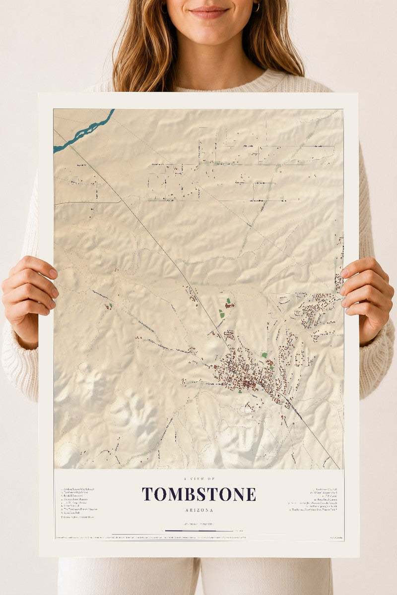 Tombstone, Arizona map print, 18" x 24", Archival Matte Print