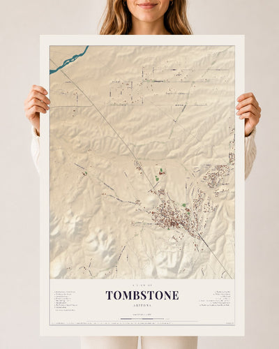 Tombstone, Arizona map print, 24" x 36", Archival Matte Print