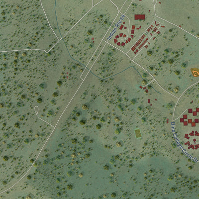 Close-up of the map of Tsaile, Arizona print showing street and building detail