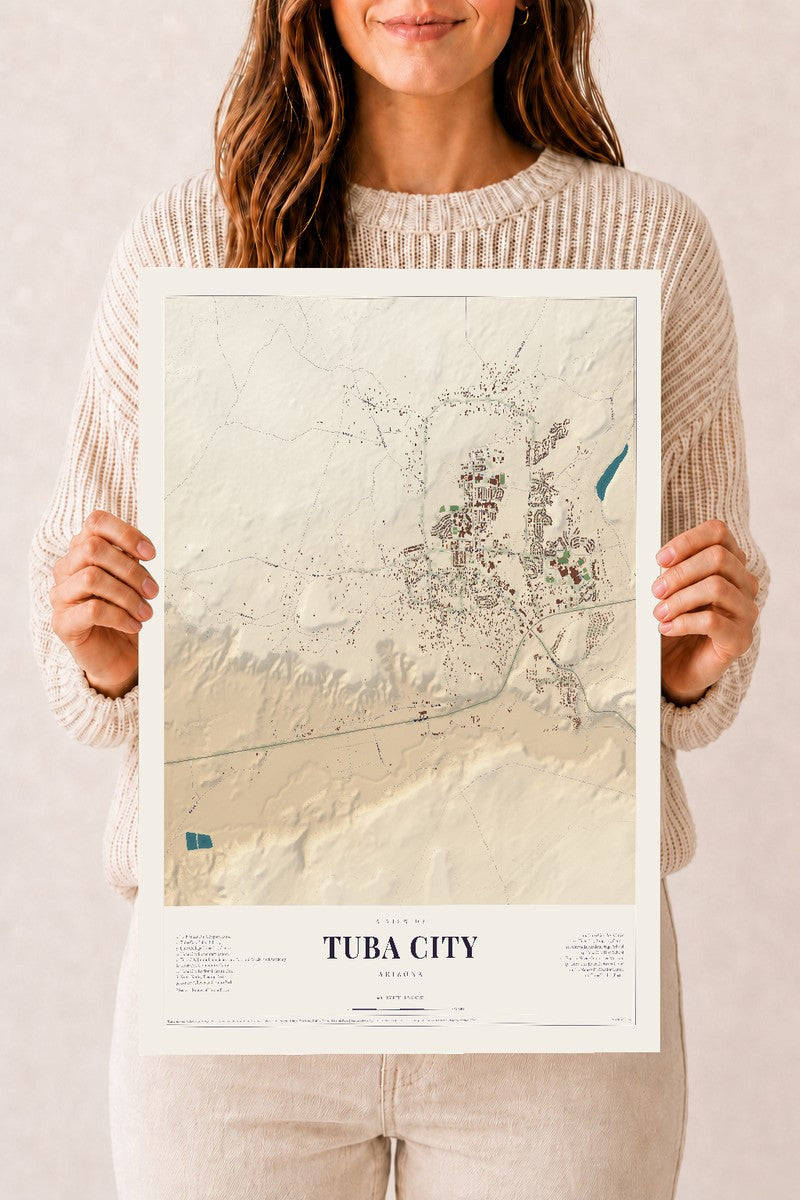 Tuba City, Arizona map print, 12" x 18", Archival Matte Print