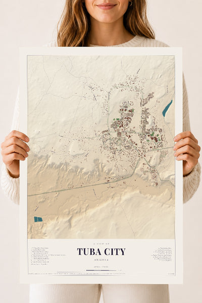 Tuba City, Arizona map print, 18" x 24", Archival Matte Print