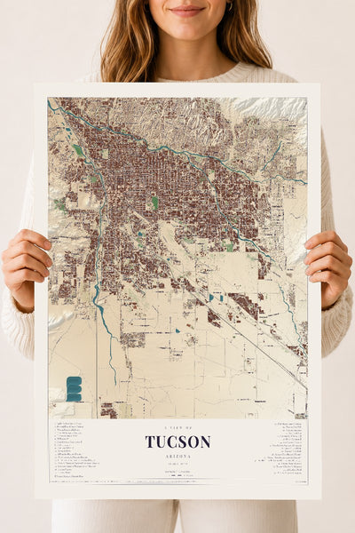 Tucson, Arizona map print, 18" x 24", Archival Matte Print