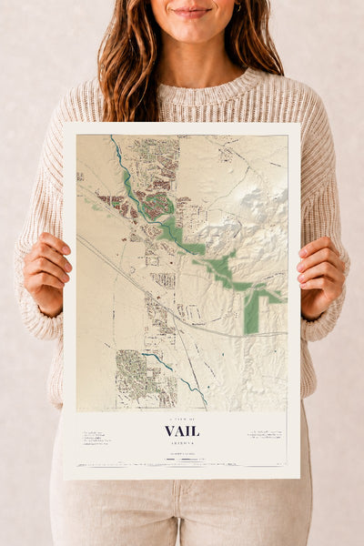 Vail, Arizona map print, 12" x 18", Archival Matte Print