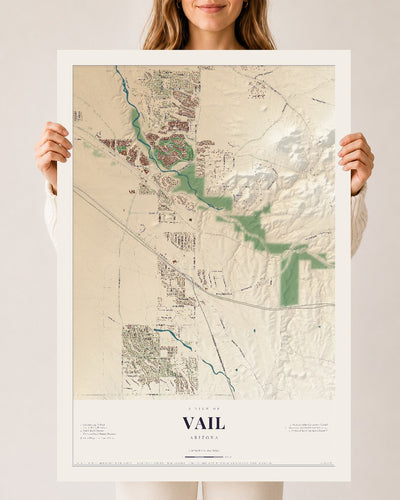 Vail, Arizona map print, 24" x 36", Archival Matte Print
