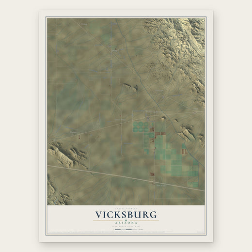 Vicksburg, Arizona map print, the full design