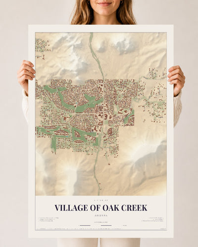 Village of Oak Creek, Arizona map print, 24" x 36", Archival Matte Print