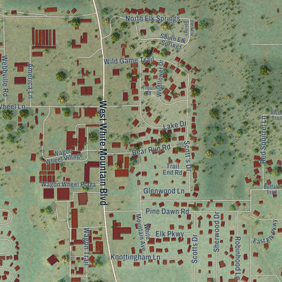 Close-up of the map of Wagon Wheel, Arizona print showing street and building detail