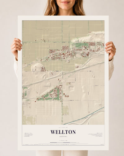 Wellton, Arizona map print, 24" x 36", Archival Matte Print