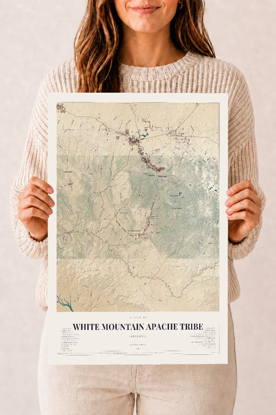 White Mountain Apache Tribe, Arizona map print, 12" x 18", Archival Matte Print