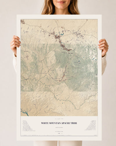 Map of White Mountain Apache Tribe, Arizona, 24 x 36 inch unframed archival matte print