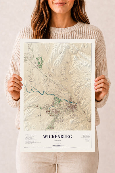 Wickenburg, Arizona map print, 12" x 18", Archival Matte Print