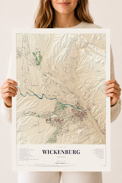 Wickenburg, Arizona map print, 18" x 24", Archival Matte Print