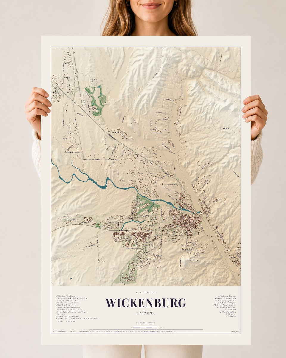 Wickenburg, Arizona map print, 24" x 36", Archival Matte Print