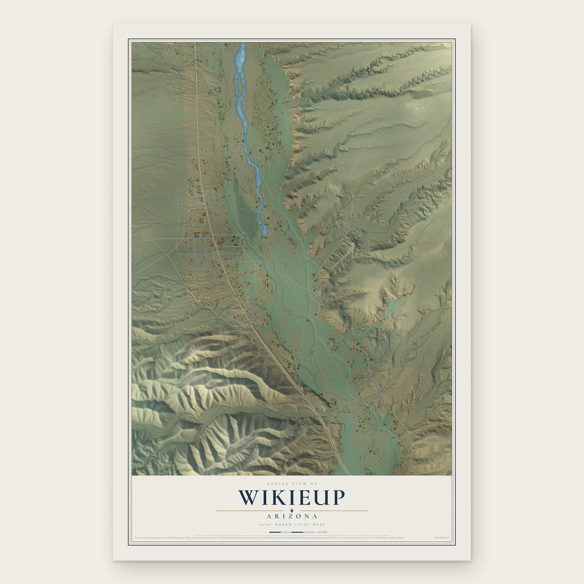 Wikieup, Arizona map print, the full design