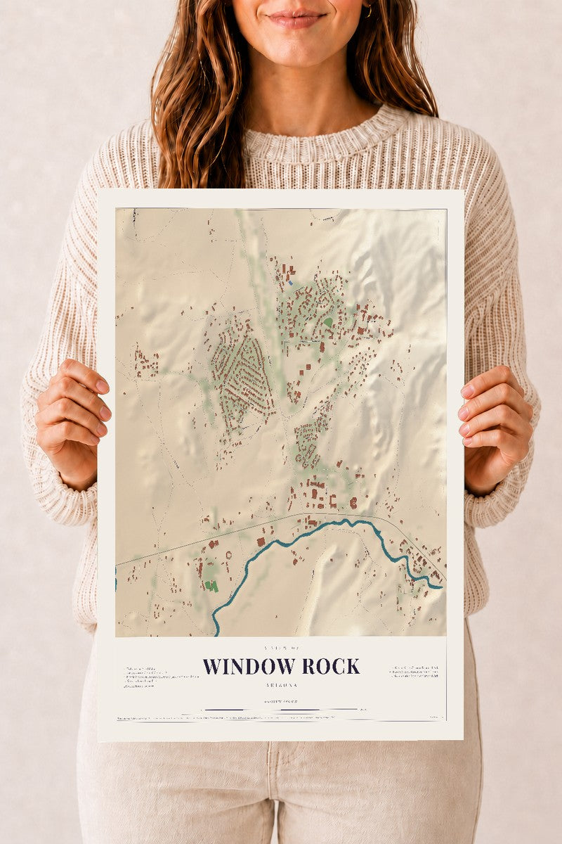 Window Rock, Arizona map print, 12" x 18", Archival Matte Print
