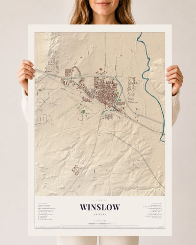 Winslow, Arizona map print, 24" x 36", Archival Matte Print