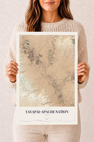 Yavapai-Apache Nation, Arizona map print, 12" x 18", Archival Matte Print