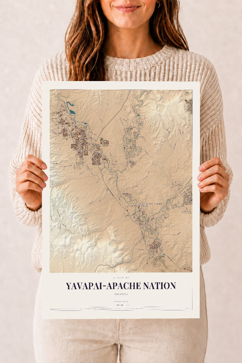 Yavapai-Apache Nation, Arizona map print, 12" x 18", Archival Matte Print