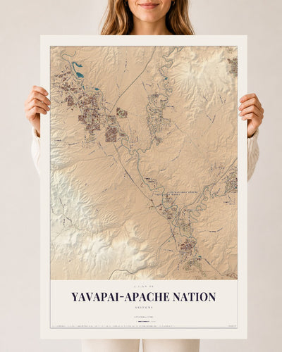 Yavapai-Apache Nation, Arizona map print, 24" x 36", Archival Matte Print