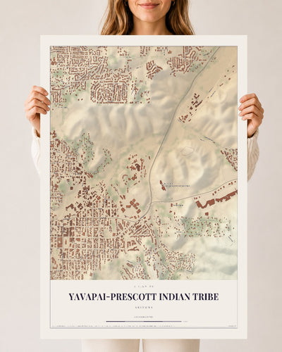 Yavapai-Prescott Indian Tribe, Arizona map print, 24" x 36", Archival Matte Print