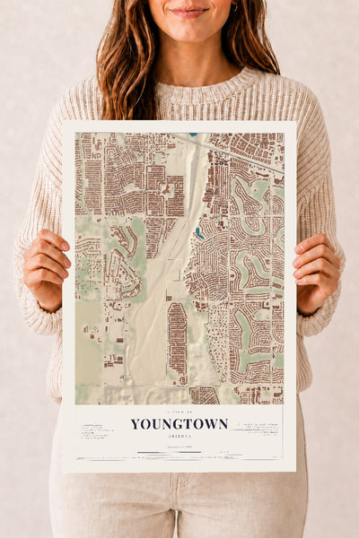 Youngtown, Arizona map print, 12" x 18", Archival Matte Print