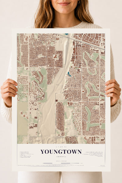 Youngtown, Arizona map print, 18" x 24", Archival Matte Print
