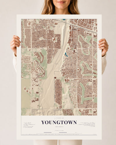 Youngtown, Arizona map print, 24" x 36", Archival Matte Print
