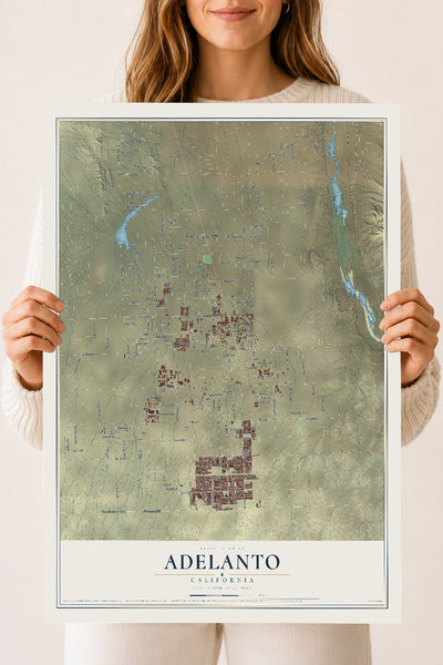 Map of Adelanto, California, 18 x 24 inch unframed archival matte print